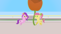 Size: 1920x1080 | Tagged: safe, artist:carrotorangelight, pipp petals, posey bloom, pony, g5, flower, pointy ponies, rose