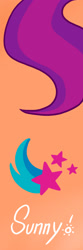 Size: 700x2100 | Tagged: safe, artist:comicmaker, sunny starscout, g5, bookmark, mane, orange background, simple background, sunny starscout's cutie mark