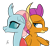 Size: 2415x2211 | Tagged: safe, artist:frownfactory, ocellus, smolder, changedling, changeling, dragon, g4, dragoness, duo, duo female, female, simple background, transparent background