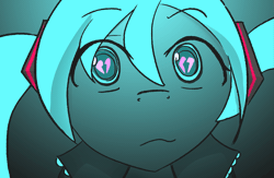 Size: 1301x846 | Tagged: safe, artist:boxybrown, earth pony, pony, animated, broken heart eyes, colored, eye shimmer, female, gif, hatsune miku, mare, ponified, solo, vocaloid