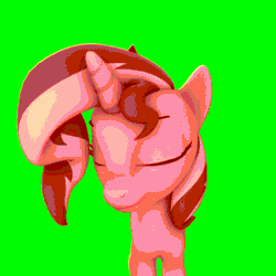 Size: 1080x1080 | Tagged: safe, artist:sketchmcreations, sunset shimmer, pony, unicorn, 3d, animated, eyes closed, eyestrain warning, female, gif, green background, green screen, headbob, horn, mare, rainbow, simple background, smiling, source filmmaker, vibing