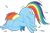 Size: 1353x895 | Tagged: safe, artist:sollace, derpibooru exclusive, rainbow dash, pegasus, g4, covered face, face down ass up, feather, messy mane, scared, simple background, solo, spread wings, transparent background, vector, wings