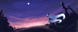 Size: 3719x1557 | Tagged: safe, artist:musical ray, princess luna, alicorn, pony, solo, sunrise