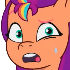 Size: 242x242 | Tagged: safe, edit, edited screencap, screencap, sunny starscout, alicorn, pony, g5, animated, animated png, blinking, concerned, female, mane stripe sunny, open mouth, simple background, solo, sweat, transparent background