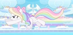 Size: 1272x610 | Tagged: safe, artist:cstrawberrymilk, cloud kicker, derpy hooves, dizzy twister, lightning bolt, lyra heartstrings, merry may, orange swirl, rainbowshine, sassaflash, white lightning, wing wishes, oc, oc only, oc:rainbow heart (cstrawberrymilk), pegasus, pony, g4, bow, female, flying, hair bow, mare, solo