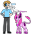 Size: 1291x1395 | Tagged: safe, artist:spectei-and-neraida, cyborg, gynoid, human, pony, robot, robot pony, unicorn, duo, female, grin, horn, ponified, simple background, smiling, speech bubble, transparent background, will you snail