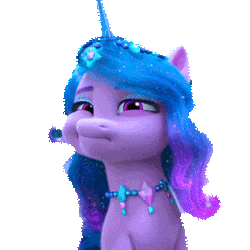 Size: 320x320 | Tagged: safe, edit, edited screencap, screencap, izzy moonbow, pony, unicorn, g5, my little pony: make your mark, my little pony: make your mark chapter 6, secrets of starlight, spoiler:g5, spoiler:my little pony: make your mark, spoiler:my little pony: make your mark chapter 6, spoiler:mymc06e04, animated, faic, gif, horn, not a vector, simple background, solo