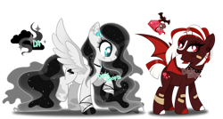 Size: 1280x686 | Tagged: safe, artist:dixieadopts, oc, oc only, oc:ruby glider, oc:silver mist, bat pony, pegasus, pony, duo, female, mare, simple background, transparent background