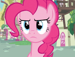 Size: 400x300 | Tagged: safe, screencap, pinkie pie, earth pony, pony, a friend in deed, g4, season 2, animated, check, check mark, felt, gif, pinkie being pinkie, ponyville, solo