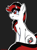 Size: 736x1008 | Tagged: safe, artist:doodle-hooves, oc, oc only, oc:blackjack, pony, unicorn, fallout equestria, fallout equestria: project horizons, blush lines, blushing, chest fluff, cute, fanfic art, gray background, horn, outline, signature, simple background, sitting, small horn, smiling, solo, white outline
