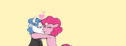 Size: 2356x881 | Tagged: safe, artist:dsstoner, fancypants, pinkie pie, earth pony, pony, unicorn, crack shipping, duo, duo male and female, female, heart, horn, kiss on the lips, kissing, male, pinkiepants, shipping, smiling, straight