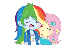 Size: 4000x3000 | Tagged: safe, artist:ruto_me, fluttershy, rainbow dash, equestria girls, g4, duo, duo female, female, simple background, sleeping, white background