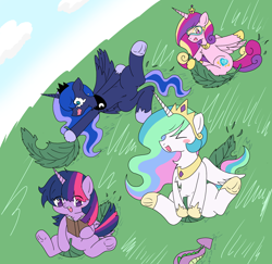 Size: 2376x2310 | Tagged: safe, artist:ruto_me, princess cadance, princess celestia, princess luna, spike, twilight sparkle, alicorn, pony, alicorn tetrarchy, twilight sparkle (alicorn)