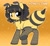Size: 1550x1429 | Tagged: safe, artist:moozua, oc, oc only, oc:honeycomb (moozua), bee pony, original species, pony, abstract background, antennae, big eyes, black mane, blank flank, blushing, butt, choker, clothes, colored, eye clipping through hair, eyebrows, eyebrows visible through hair, eyelashes, female, fishnet clothing, fishnet stockings, flat colors, honeycomb (structure), mare, outline, pigtails, plot, raised leg, rear view, shiny eyes, shiny mane, short mane, smiling, solo, sparkles, spiked choker, standing, stockings, text, thigh highs, tied mane, wingding eyes, yellow coat