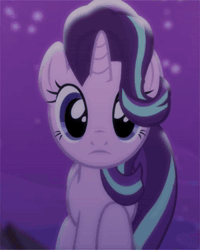 Size: 1080x1350 | Tagged: safe, edit, editor:sunnekotiktok, starlight glimmer, pony, unicorn, g4, animated, female, horn, mare, mist, moon, night, our town, solo, webm