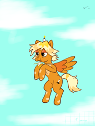 Size: 1500x2000 | Tagged: safe, artist:zedup, oc, oc only, pegasus, pony, g4, banana, female, food, mare, pegasus oc, sky background, solo