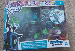 Size: 3052x2084 | Tagged: safe, queen chrysalis, spike, g4, figure, guardians of harmony, irl, photo, toy