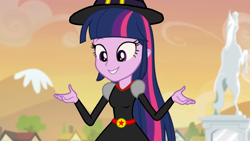Size: 1280x720 | Tagged: safe, artist:tylerajohnson352, edit, edited screencap, screencap, twilight sparkle, equestria girls, g4, beautiful, beautiful eyes, beautiful hair, belt, clothes, cute, dress, female, halloween, hat, holiday, monster, purple eyes, purple hair, smiling, solo, transformation, twiabetes, twilight sparkle (alicorn), witch, witch hat