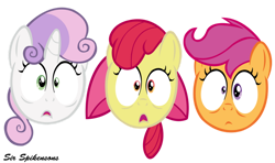 Size: 900x534 | Tagged: safe, artist:sirspikensons, apple bloom, scootaloo, sweetie belle, pony, g4, cutie mark crusaders, female, filly, foal, head only, simple background, transparent background, trio, trio female, vector