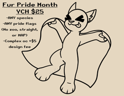Size: 1348x1048 | Tagged: safe, artist:bluemoon, oc, oc only, anthro, advertisement, commission, commission info, eyes closed, furry, lgbt, lgbtq, paws, pride, pride flag, pride month, solo, tongue out, ych example, your character here
