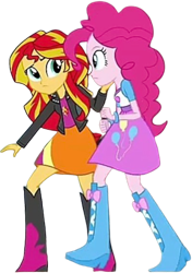 Size: 1772x2520 | Tagged: safe, edit, edited screencap, editor:homersimpson1983, screencap, pinkie pie, sunset shimmer, human, equestria girls, g4, background removed, duo, duo female, female, not a vector, simple background, transparent background