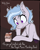 Size: 1000x1255 | Tagged: safe, artist:chrysopoeia, artist:pinkberry, oc, oc only, oc:winter azure, earth pony, pony, chocolate, chocolate milk, colt, eyelashes, eyes open, foal, freckles, hoof on head, male, milk, mistaken gender, shrunken pupils, solo, trap, white sclera, worried