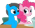 Size: 2500x2056 | Tagged: safe, artist:xxblueshy-bethanyxx, pinkie pie, oc, oc:william, earth pony, g4, canon x oc, duo, simple background, sitting, transparent background