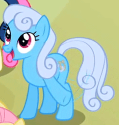 Size: 249x262 | Tagged: safe, linky, shoeshine, earth pony, pony, g4, animated, cropped, cute, female, gif, mare, offscreen character, open mouth, open smile, reaction image, smiling, solo focus, waving