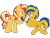 Size: 2048x1536 | Tagged: safe, artist:mlpfan3991, artist:ry-bluepony1, sunset shimmer, oc, oc:flare spark, pegasus, unicorn, g4, canon x oc, female, horn, jewelry, lesbian, marriage proposal, ring, ship:flareset, simple background, smiling, transparent background, wedding ring