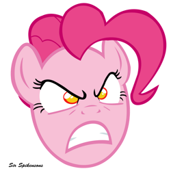 Size: 900x900 | Tagged: safe, artist:sirspikensons, pinkie pie, earth pony, pony, g4, the last roundup, angry, demonic eyes, female, head only, mare, pinkie promise, simple background, solo, transparent background, vector, you pinkie promised