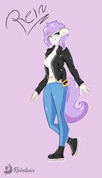 Size: 1742x3050 | Tagged: safe, artist:reinbou, oc, oc only, oc:rein, anthro, simple background, solo