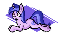 Size: 505x312 | Tagged: safe, artist:daze, sea swirl, seafoam, pony, unicorn, g4, female, horn, lying down, mare, pixel-crisp art, prone, simple background, solo, sploot, transparent background