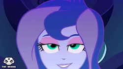 Size: 400x225 | Tagged: safe, artist:theminus, princess luna, vice principal luna, human, equestria girls, g4, animated, cropped porn, female, lipstick, looking at you, smiling, smiling at you, solo, teeth, watermark