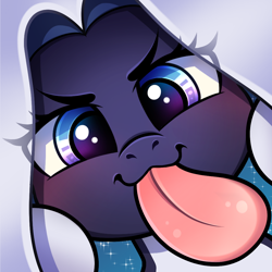 Size: 1000x1000 | Tagged: safe, artist:madelinne, oc, oc only, oc:nightlight dawn, lamia, original species, blushing, emote, large tongue, looking at you, solo, tongue out