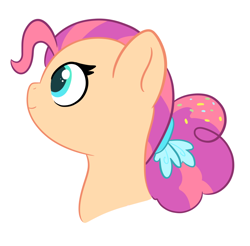 Size: 882x869 | Tagged: safe, artist:cyan-artsy, oc, oc only, oc:candy sprinkles, earth pony, pony, cute, female, filly, foal, looking up, offspring, parent:cheese sandwich, parent:pinkie pie, parents:cheesepie, simple background, smiling, solo, white background