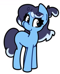 Size: 1100x1360 | Tagged: safe, artist:kindakismet, earth pony, pony, blank flank, bluey, bluey heeler, cute, female, filly, foal, ponified, simple background, smiling, solo, standing, white background