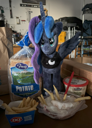 Size: 3638x5020 | Tagged: safe, princess luna, g4, bread, dairy queen, food, french fries, irl, photo, plushie, solo, waifu dinner