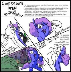 Size: 1222x1230 | Tagged: source needed, useless source url, safe, artist:dinexistente, advertisement, comic, commission info, commissions open, dusk, twilight (astronomy)