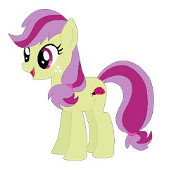 Size: 422x439 | Tagged: safe, artist:selenaede, artist:user15432, bitta luck, earth pony, pony, g4, base used, freckles, generation leap, green coat, not applejack, open mouth, pink eyes, purple mane, purple tail, recolor, simple background, solo, tail, transparent background