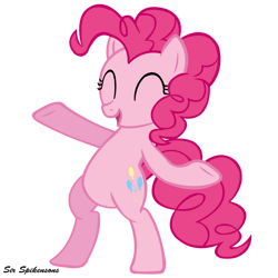 Size: 900x900 | Tagged: safe, artist:sirspikensons, pinkie pie, earth pony, pony, baby cakes, g4, ^^, bipedal, eyes closed, female, mare, open mouth, simple background, solo, transparent background, vector