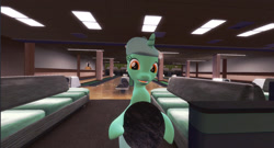 Size: 1080x585 | Tagged: safe, artist:ports2005, lyra heartstrings, pony, unicorn, g4, 3d, bowling, bowling alley, bowling ball, bowling pin, female, gmod, happy, horn, looking at you, mare, solo
