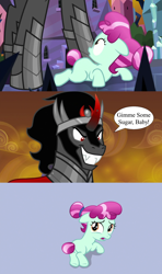 Size: 1280x2160 | Tagged: safe, edit, edited screencap, screencap, cherry valley, king sombra, pony, unicorn, g4, the beginning of the end, butt, crystal, duo, duo male and female, female, filly, foal, horn, implied foalcon, implied kissing, male, pedophile, plot, stallion, this will end in tears