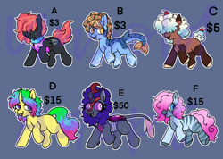 Size: 1986x1413 | Tagged: safe, artist:bluemoon, oc, oc only, earth pony, hybrid, kirin, original species, pegasus, pony, shark, shark pony, unicorn, zony, adoptable, advertisement, commission info, horn, prices