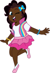 Size: 910x1321 | Tagged: safe, artist:prixy05, pinkie pie, human, g4, dark skin, female, freckles, human coloration, humanized, simple background, solo, tell your tale style, transparent background, vector