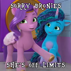 Size: 965x973 | Tagged: safe, edit, edited screencap, screencap, misty brightdawn, pipp petals, pegasus, pony, unicorn, g5, hoof done it?, my little pony: make your mark, my little pony: make your mark chapter 2, spoiler:g5, spoiler:my little pony: make your mark, spoiler:my little pony: make your mark chapter 2, spoiler:mymc02e07, caption, cropped, cute, dialogue, duo, duo female, female, horn, image macro, mane melody (location), mare, meta, mistybetes, raised hoof, speaker, talking to viewer, text