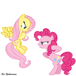 Size: 900x900 | Tagged: safe, artist:sirspikensons, fluttershy, pinkie pie, earth pony, pegasus, pony, g4, putting your hoof down, bipedal, duo, duo female, female, mare, simple background, transparent background, vector