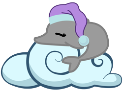 Size: 1600x1200 | Tagged: safe, artist:dropofthehatstudios, oc, oc only, dolphin, cloud, commission, cute, cutie mark, cutie mark only, hat, nightcap, no pony, simple background, sleeping, solo, transparent background