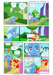 Size: 754x1060 | Tagged: safe, artist:jeremy3, sunset shimmer, trixie, pony, unicorn, comic:everfree my friend, g4, canterlot, comic, horn