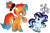 Size: 2142x1426 | Tagged: safe, artist:strawberry-spritz, oc, oc only, pony, unicorn, duo, female, filly, foal, horn, magical lesbian spawn, mare, offspring, parent:coloratura, parent:flash sentry, parent:rarity, parent:sunset shimmer, parents:flashimmer, parents:rarararara, simple background, transparent background