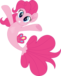 Size: 1609x2000 | Tagged: safe, artist:cloudy glow, part of a set, pinkie pie, earth pony, seapony (g4), g4, arms wide open, blue eyes, dorsal fin, female, fin, fish tail, flowing mane, flowing tail, grin, happy, mare, movie accurate, pink mane, pink tail, scales, seaponified, seapony pinkie pie, simple background, smiling, solo, species swap, swimming, tail, teeth, transparent background